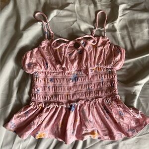 Forever 21 Pink Floral Babydoll Top